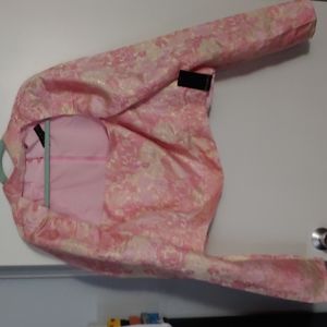 Eloquii Puff Sleeve Cropped Jacquard Top